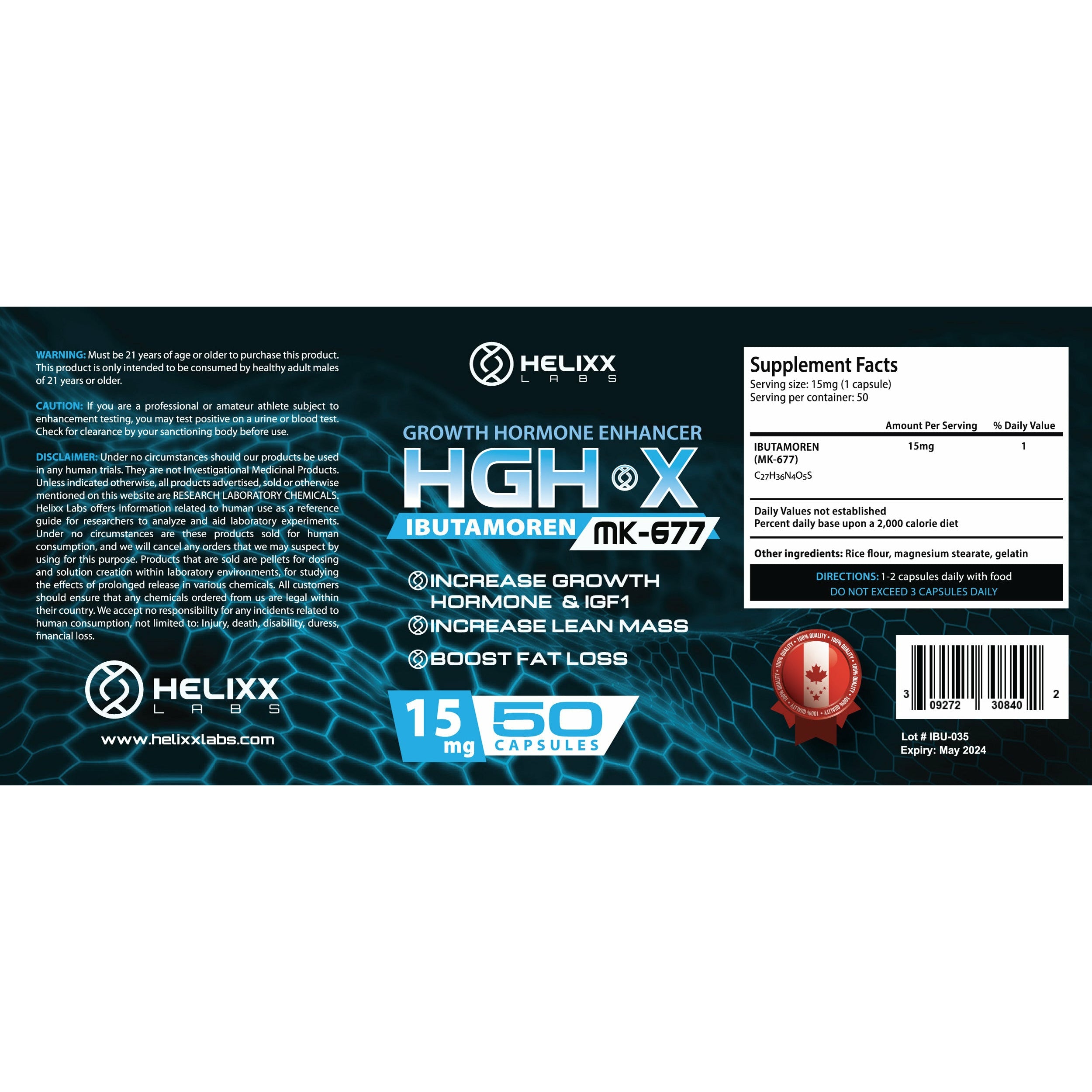 Helixx HGH X (15mg – 50 capsules) Vitamins & Supplements Helixx