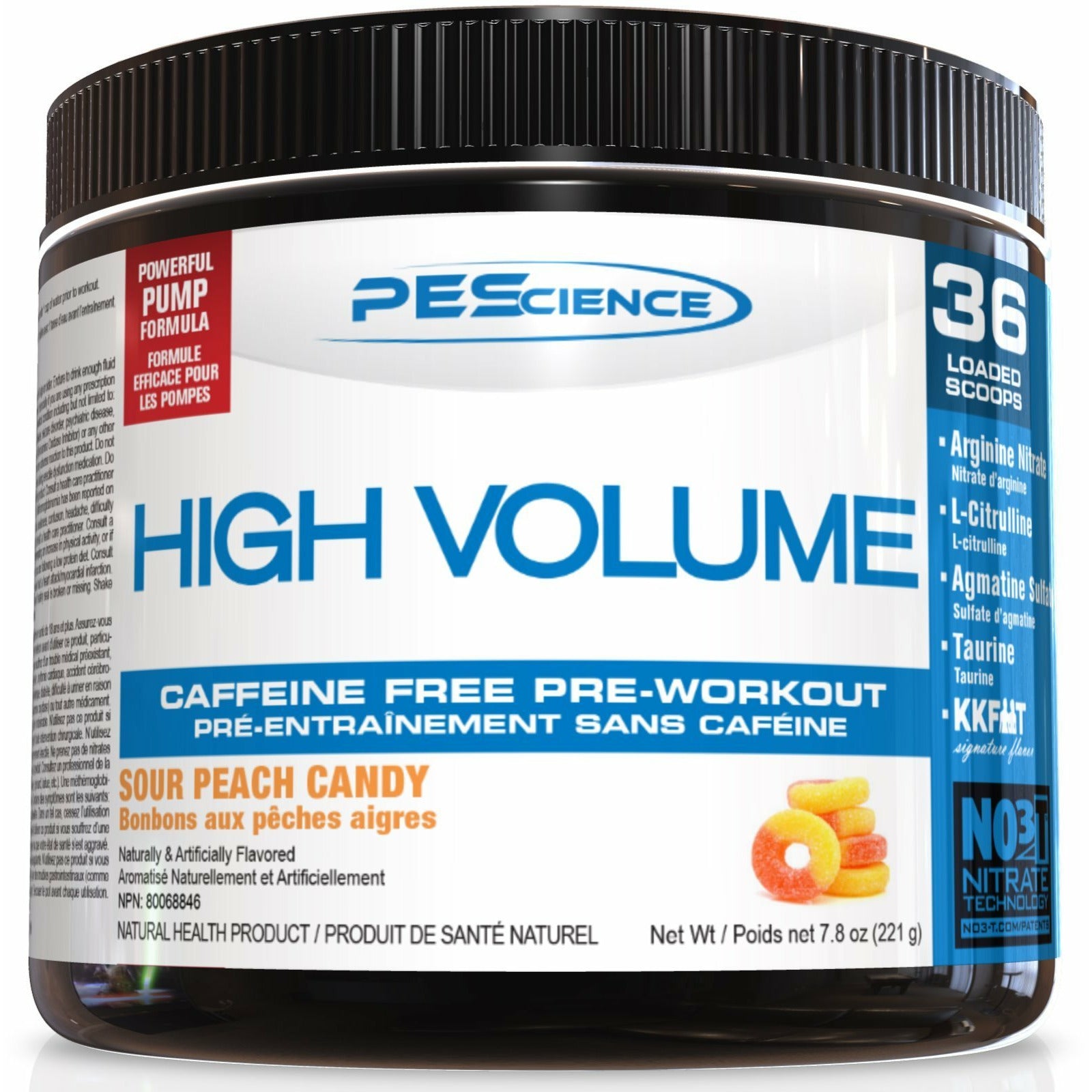 PEScience High Volume Stim-Free Pre-Workout (36 servings) Pre-workout Sour Peach Candy PEScience
