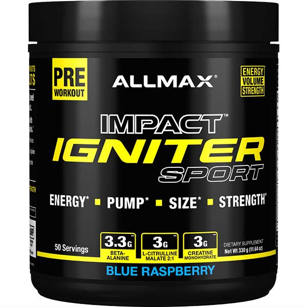 Allmax Nutrition Impact Igniter SPORT Pre-Workout (50 servings) Pre-workout Blue Raspberry Allmax Nutrition