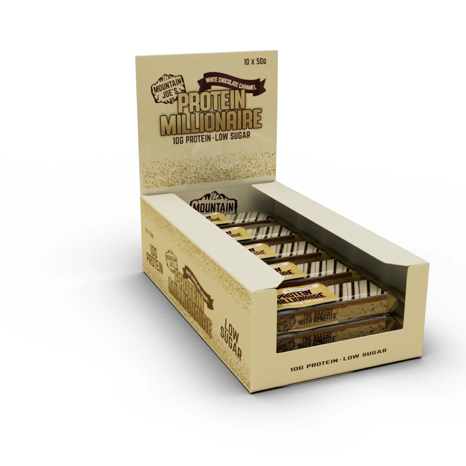 Mountain Joe's Protein Millionaire Bar (1 BOX of 10 bars) Protein Snacks White Chocolate Caramel BEST BY DEC 01/2022 Mountain Joe's