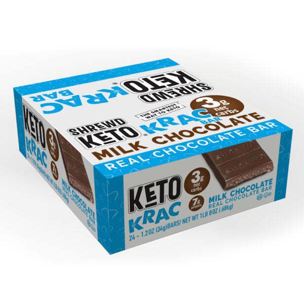 Shrewd Food Keto Krac Bar - Milk Chocolate (Box of 24 bars) BEST BY JUNE 2023 shrewd-food-keto-krac-bar-milk-chocolate-1-box-of-24-bars Protein Snacks Shrewd Food