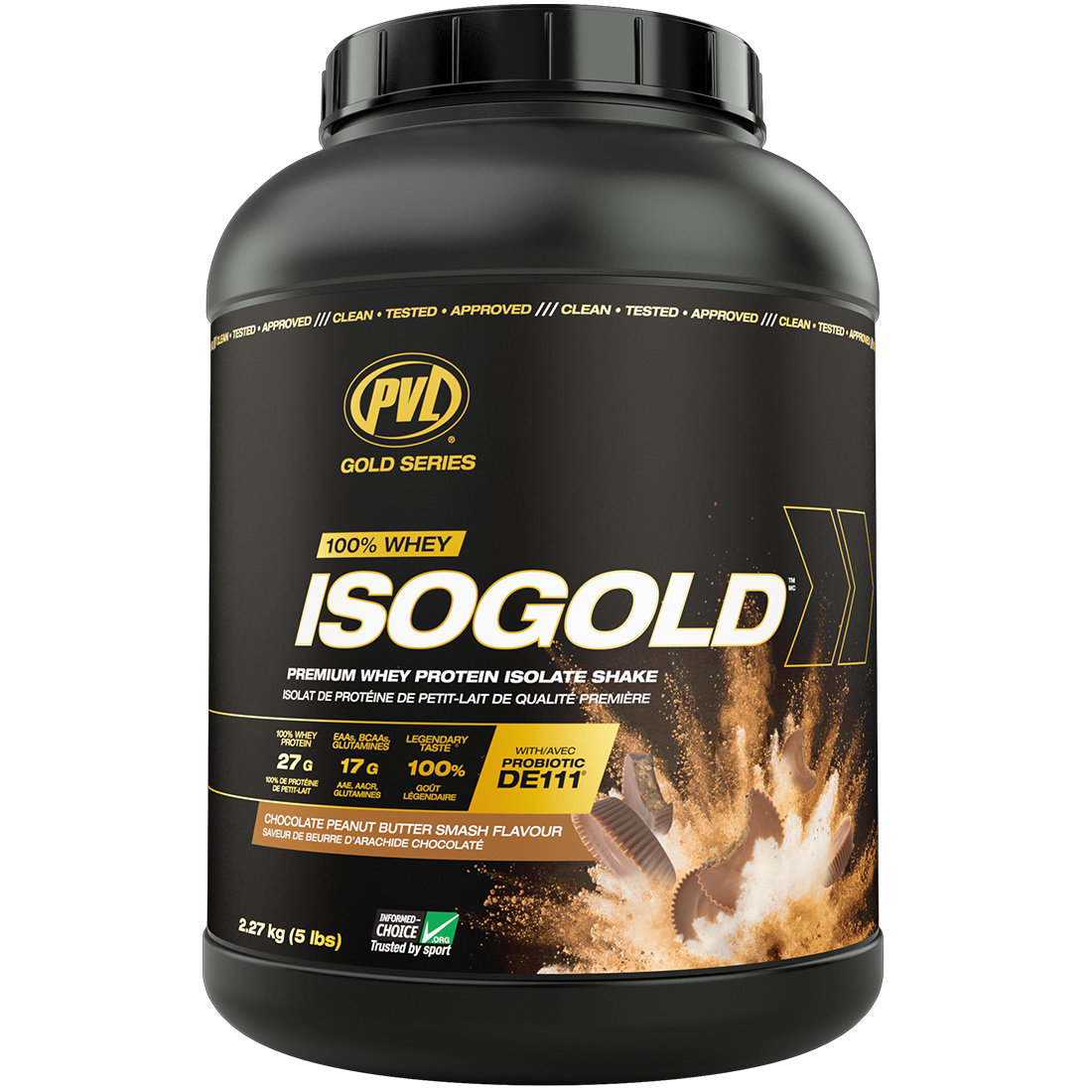 PVL IsoGold Whey Isolate & Hydrolysate (5lbs) Whey Protein Chocolate Peanut Butter Smash Pure Vita Labs