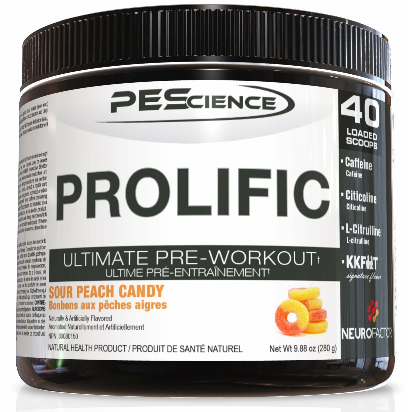 PEScience Prolific Pre-Workout (40 servings) Pre-workout Sour Peach Candy PEScience