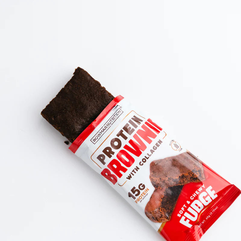 Bowmar Nutrition Protein Brownie (1 BOX of 8) Protein Snacks Fudge (gluten free),Cookies And Cream Blondie (CONTAINS GLUTEN! printing error on the label) Bowmar Nutrition