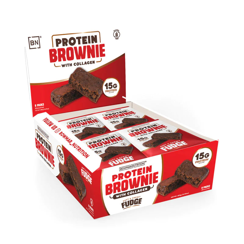 Bowmar Nutrition Protein Brownie (1 BOX of 8) Protein Snacks Fudge (gluten free) Bowmar Nutrition