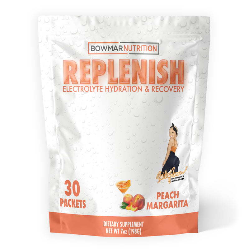 Bowmar Nutrition Replenish Electrolyte Hydration (30 packets) Electrolytes Peach Margarita Bowmar Nutrition bowmar-nutrition-repletion-electrolyte-hydration-strawberry-pineapple-30-packets