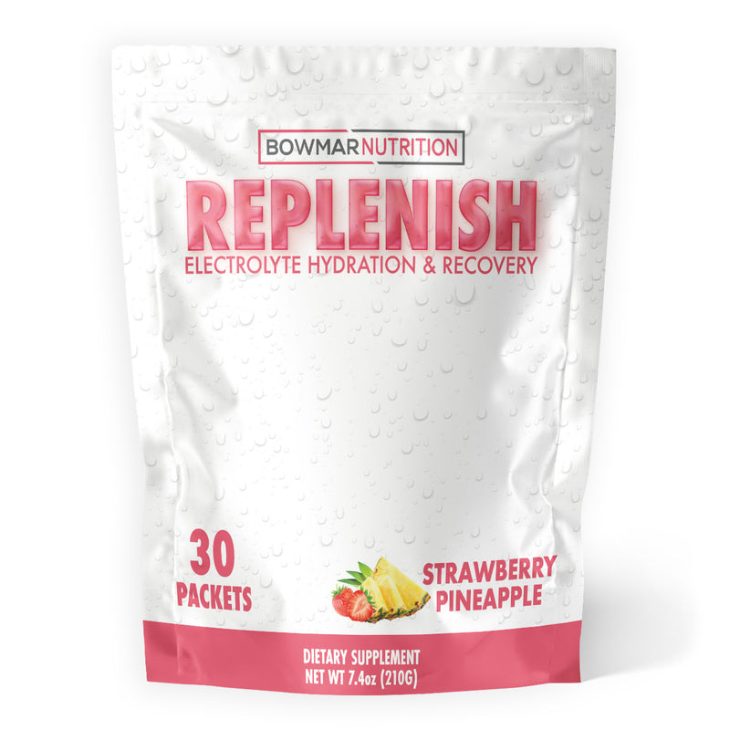 Bowmar Nutrition Replenish Electrolyte Hydration (30 packets) Electrolytes Strawberry Pineapple Bowmar Nutrition