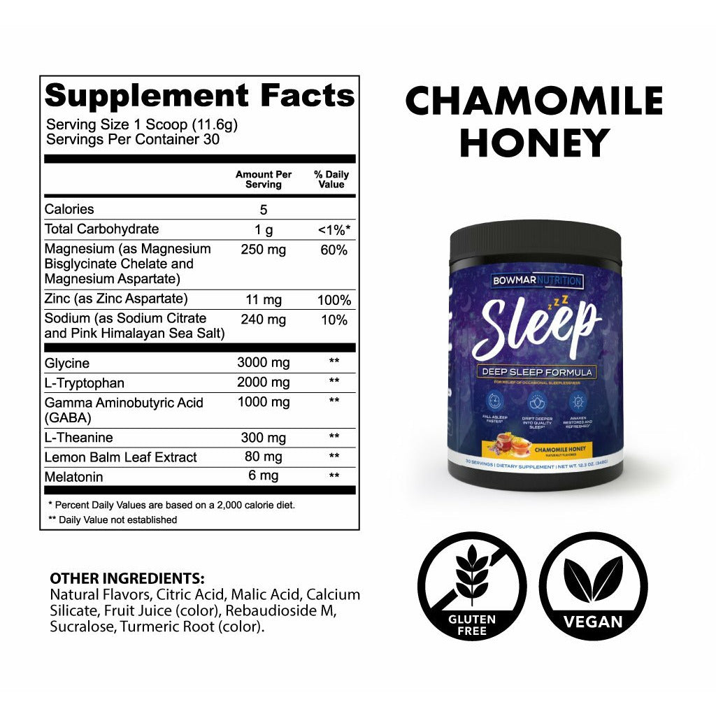 Bowmar Sleep (30 servings) Sleep Aid Chamomile Honey,Elderflower Bowmar Nutrition bowmar-sleep-30-servings