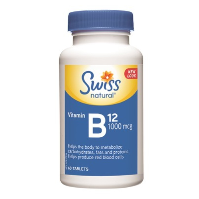 SWISS Natural Vitamin B12 1000 mcg (60 tablets) - Top Nutrition and Fitness Canada