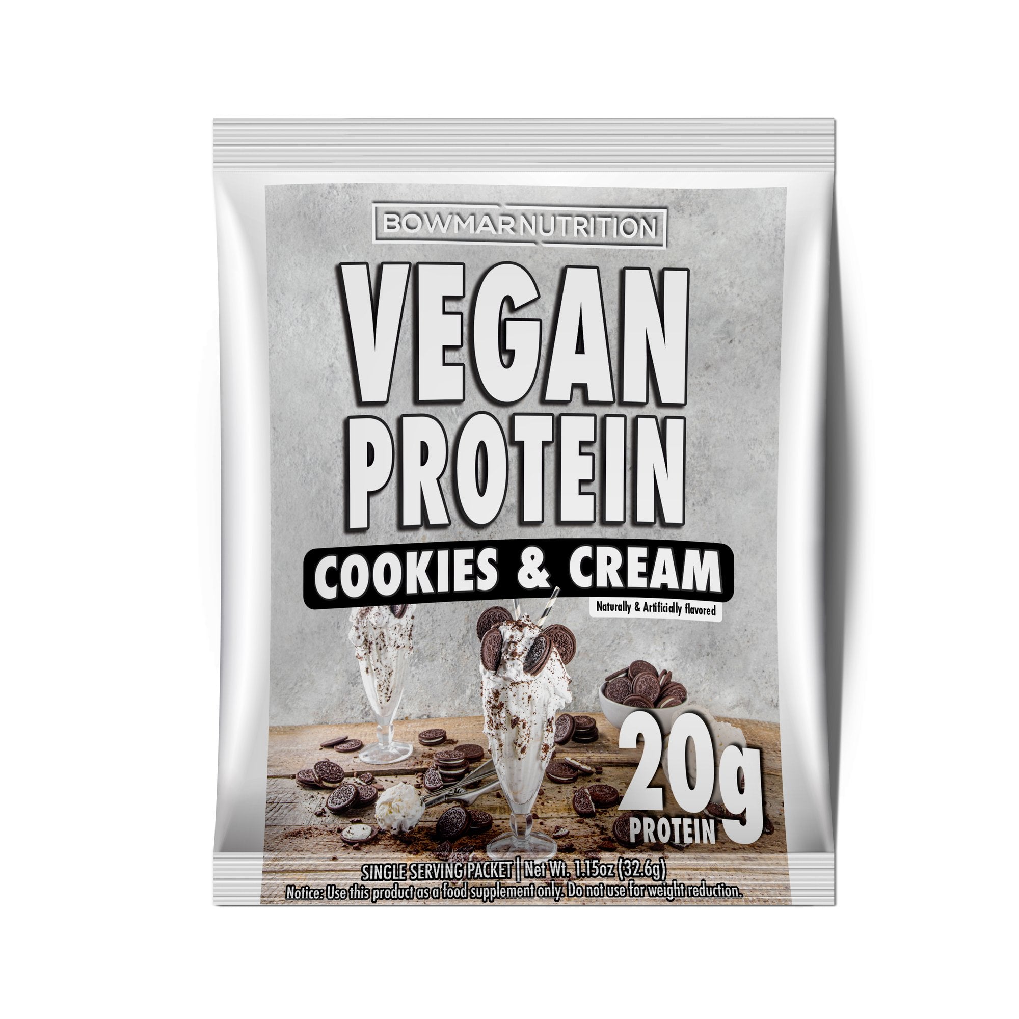 Bowmar VEGAN Protein Powder Sample (1 serving) Protein Snacks Cookies And Cream bowmar