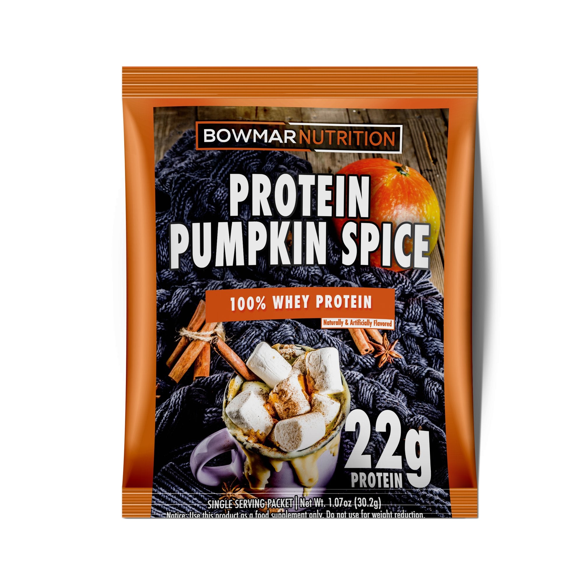 Bowmar Whey Protein Powder Sample (1 serving) bowmar-protein-powder-sachet-1-packet Protein Snacks Pumpkin Spice BEST BY 11/2022 bowmar