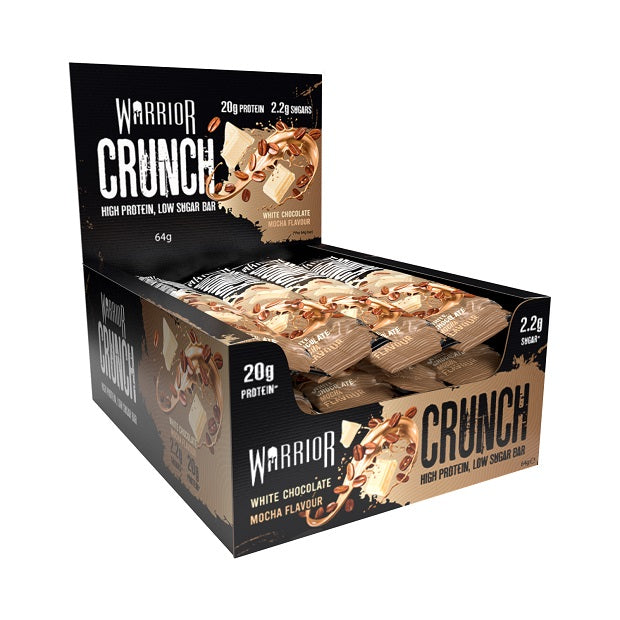 Warrior Crunch Low-Carb Protein Bars (Box of 12) Protein Snacks White Chocolate Mocha warrior supplements