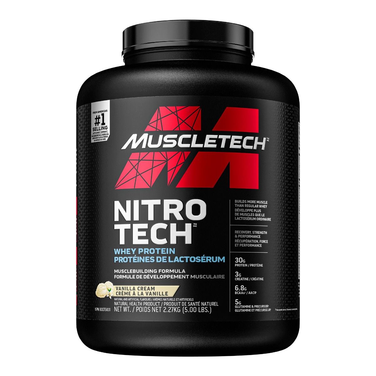 MuscleTech Nitro-Tech (5 lbs) Whey Protein Vanilla MuscleTech muscletech-nitro-tech-whey-isolate-lean-muscle-builder-1