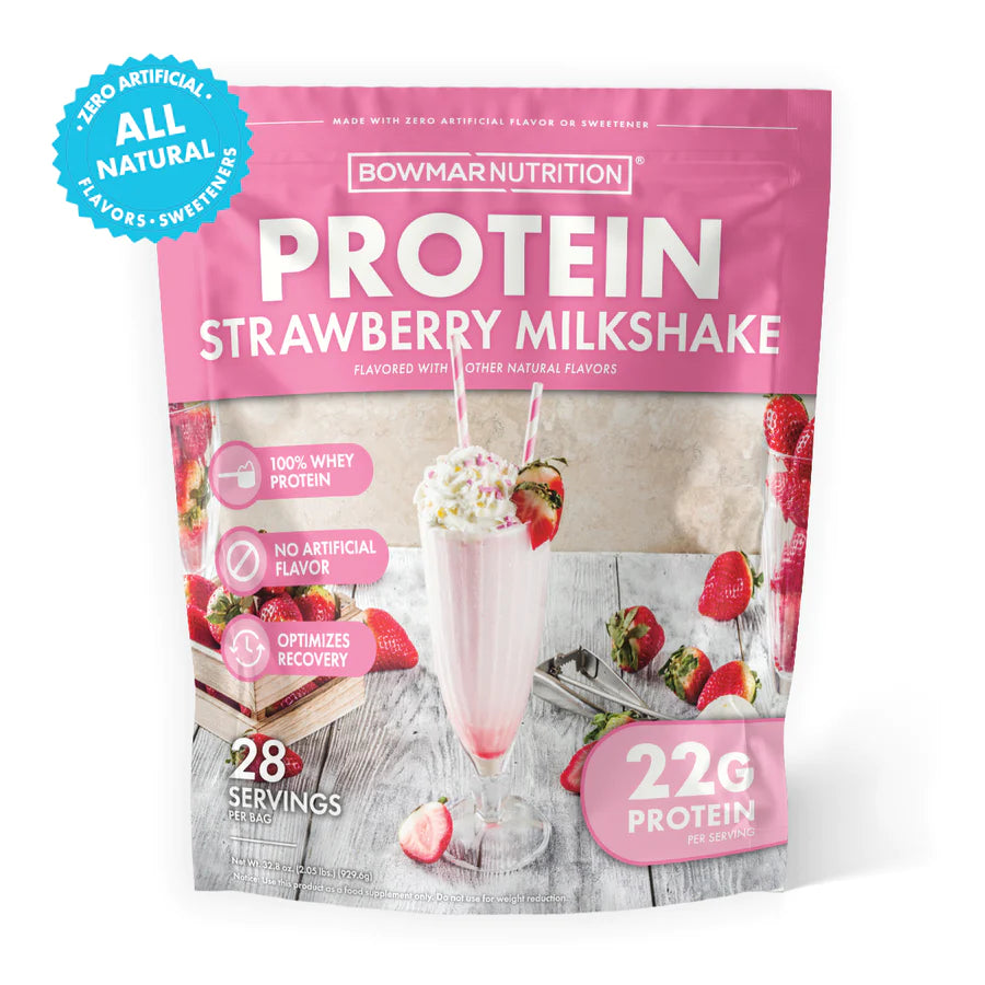 Bowmar Nutrition Whey Protein Powder (2 lbs) Whey Protein Strawberry Milkshake (BAG) Bowmar Nutrition