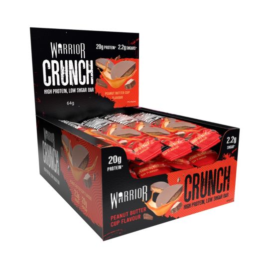 Warrior Crunch Low-Carb Protein Bars (Box of 12) Protein Snacks Peanut Butter Cup warrior supplements