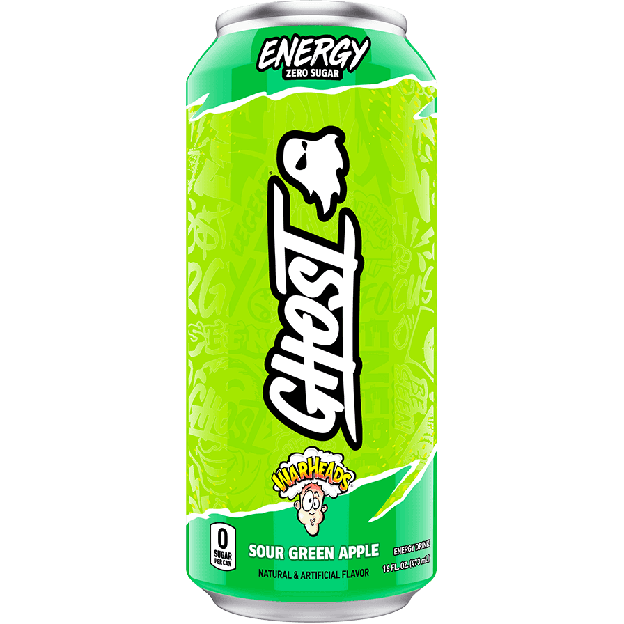 GHOST Energy Drink (1 can) Protein Snacks Sour Green Apple GHOST