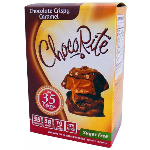 Chocorite 35 Calories KETO Candy Bars VALUE PACK (1 box of 6) chocorite-70-calories-per-package Protein Snacks Chocolate Crispy Caramel ChocoRite