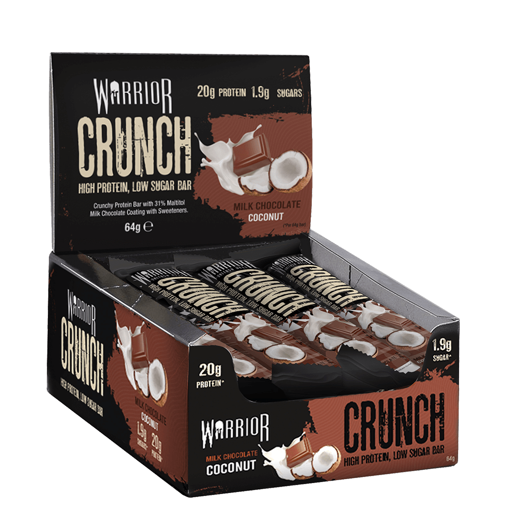 Warrior Crunch Low-Carb Protein Bars (Box of 12) Protein Snacks Milk Chocolate Coconut warrior supplements
