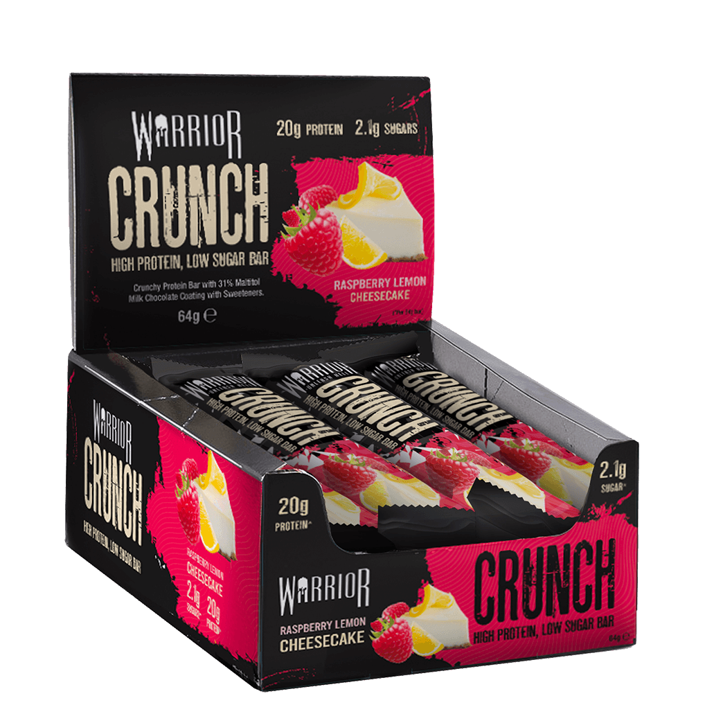 Warrior Crunch Low-Carb Protein Bars (Box of 12) Protein Snacks Rasberry Lemon Cheesecake warrior supplements