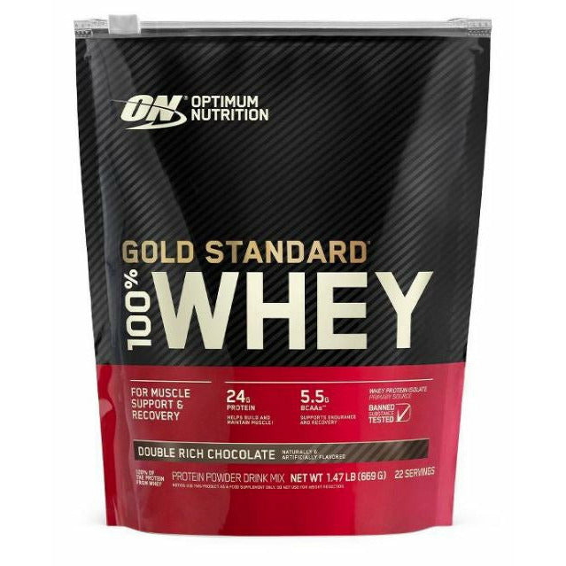 NEW FORMAT Optimum Nutrition Gold Standard 100% Whey (1.5 lb) Whey Protein Blend Double Rich Chocolate Optimum Nutrition