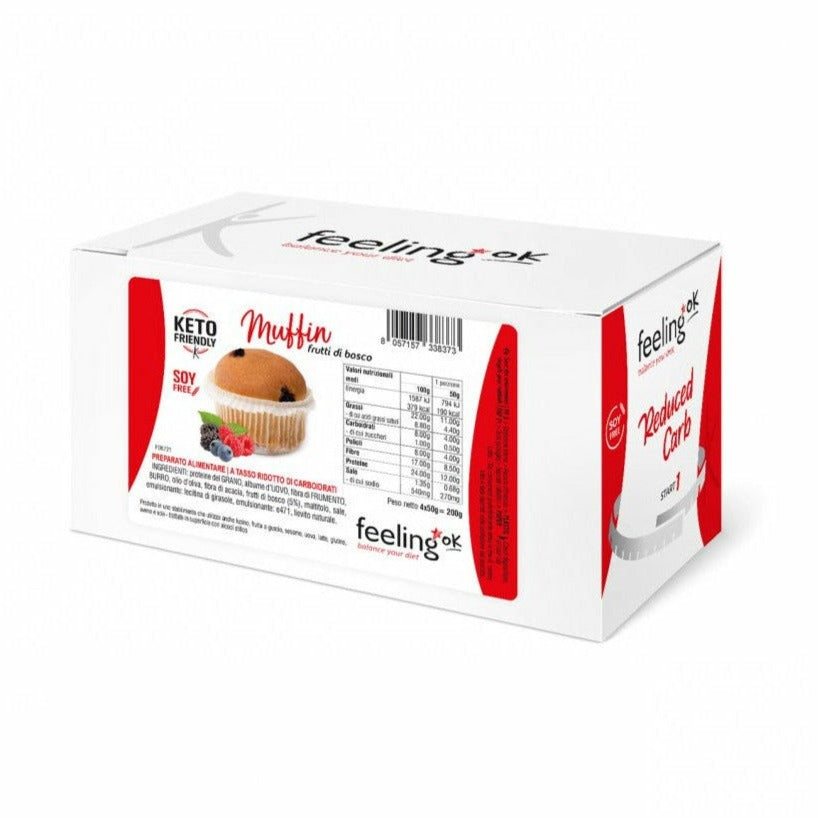 FeelingOK Keto Protein Muffins (1 box of 4) - LAST CHANCE Protein Snacks Frutti di Bosco (BERRIES) BEST BY 12/22 FeelingOK
