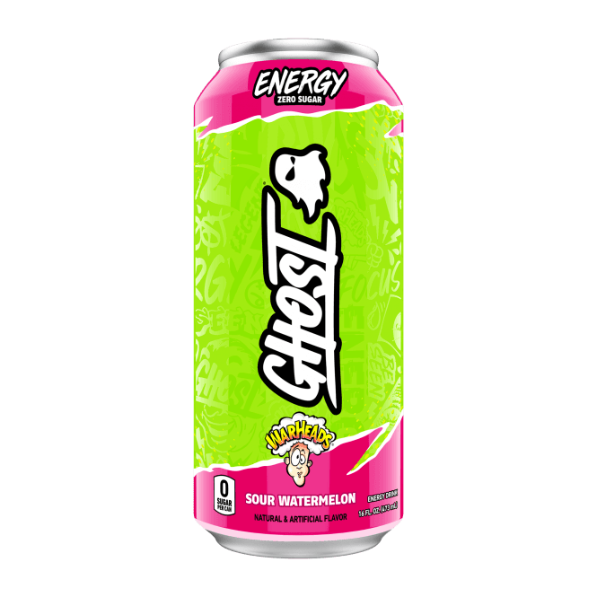 GHOST Energy Drink (1 can) Protein Snacks Sour Watermelon Warheads GHOST