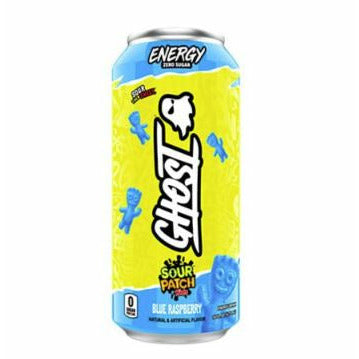 GHOST Energy Drink (1 can) Protein Snacks Blue Raspberry Sour Patch Kids GHOST