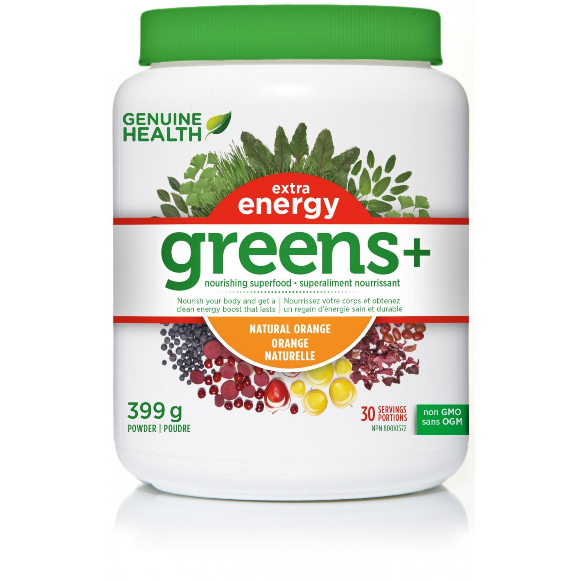 Genuine Health Greens+ Extra Energy 399g Greens Natural Orange Genuine Health