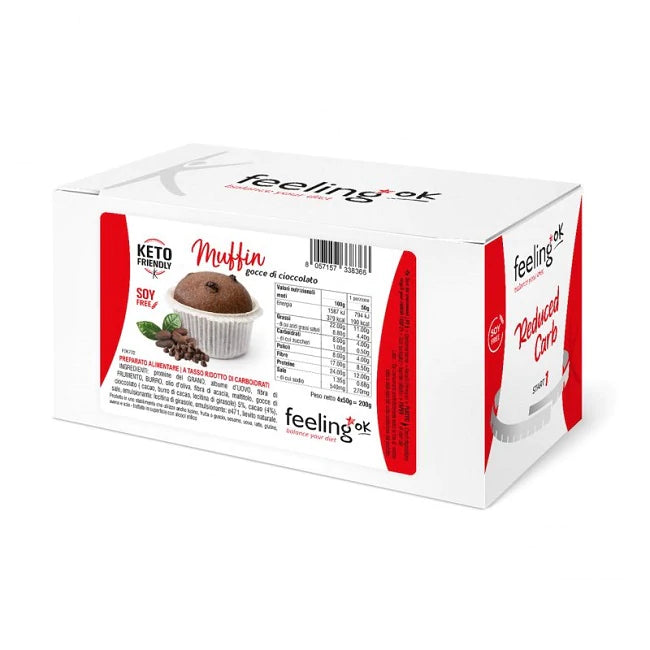 FeelingOK Keto Protein Muffins (1 box of 4) - LAST CHANCE Protein Snacks Cacao BEST BY 01/23 FeelingOK