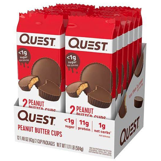 Quest Peanut Butter Cups BEST BY SEPT 17/2022 (Box of 12 2-cup packages) Protein Snacks Quest