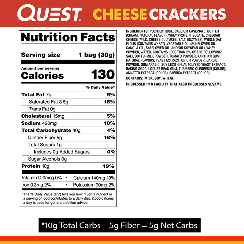 Quest Nutrition Cheese Crackers (Box of 4 Bags) Protein Snacks Cheddar Blast,Spicy Cheddar Quest Nutrition quest-nutrition-cheese-crackers-box-of-4-bags