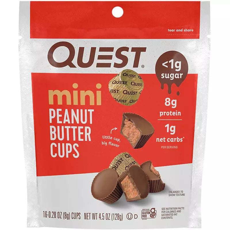 Quest Nutrition Mini tasses de beurre de cacahuète (1 sachet de 16 tasses)