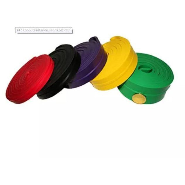 LONG LOOP RESISTANCE BANDS (1 Band) loop-resistance-bands-1-band Fitness Accessories Red 5-50lbs (1/2"),Black 15-70lbs (5/6"),Purple 25-80lbs (1 1/8"),Yellow 35-100lbs (1 1/4"),Green 50-120lbs (1 3/4"),Blue 60-150 lbs (2 1/2") Top Nutrition and Fitness