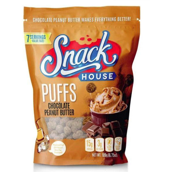Snackhouse Protein Puffs / Cereal (7 servings) Protein Snacks Chocolate Peanut Butter Snackhouse