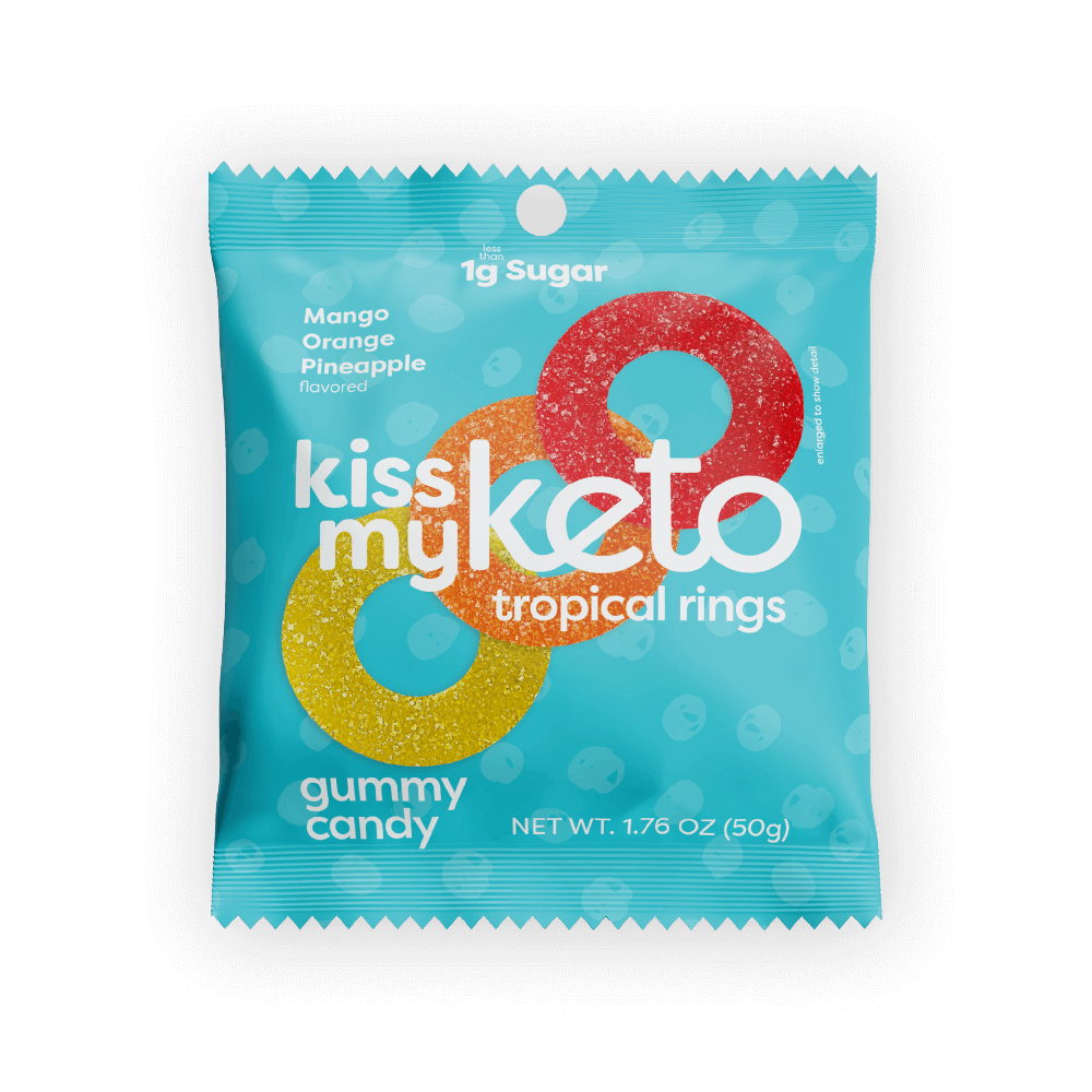 Kiss my Keto Gummies (1 bag) Protein Snacks Tropical Rings KissMyKeto