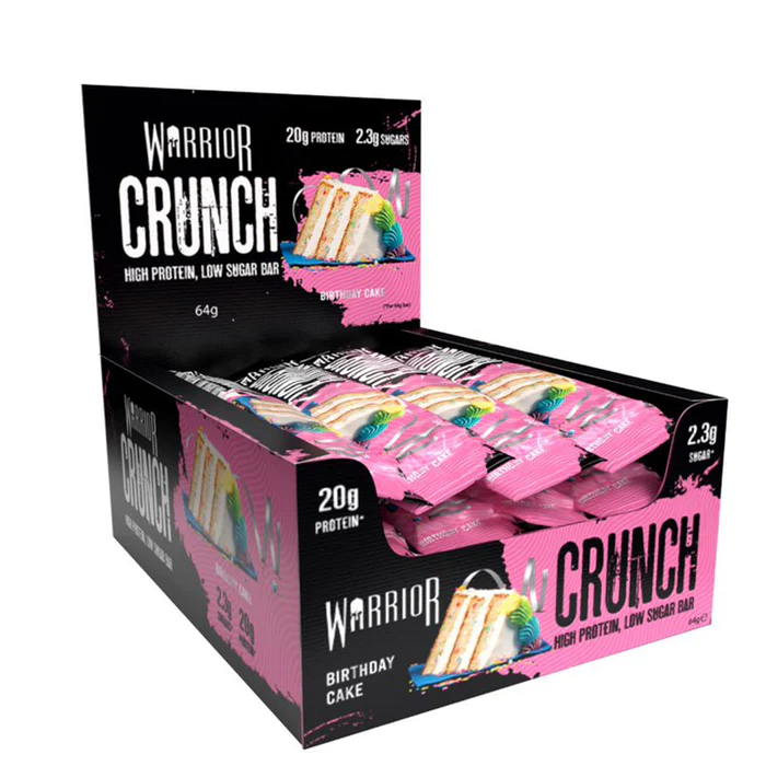 Warrior Crunch Low-Carb Protein Bars (Box of 12) Protein Snacks Birthday Cake warrior supplements
