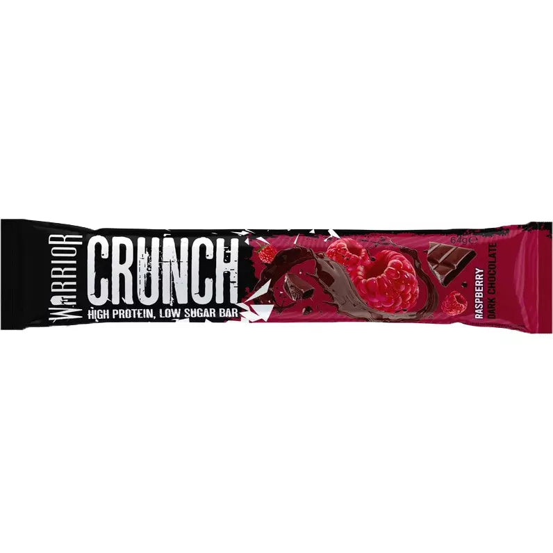 Warrior Crunch Low-Carb Protein Bar (1 Bar) Protein Snacks Dark Chocolate Raspberry warrior supplements